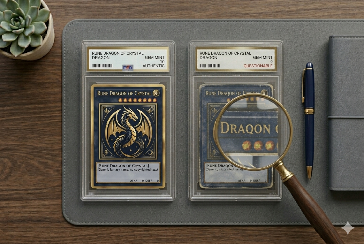 遊戯王 PSA 鑑定済みカード購入注意点を示すヒーロー画像(スラブ2枚)